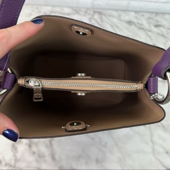 ❗️Sold❗️Coach Purple Small Town Bucket Bag Crossbody Shoulder Bag & Snap Wallet - Picture 9 of 16